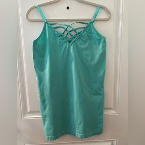 Zenana Women’s Plus Criss Cross V-Neck Front Camisole Tank Mint Size 1X/2X